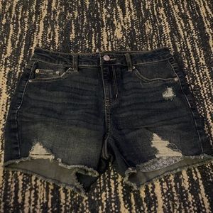 Dark Blue Ripped Jean Shorts